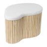 Poef hout teddy - naturel/wit - 39.5x60x36 cm