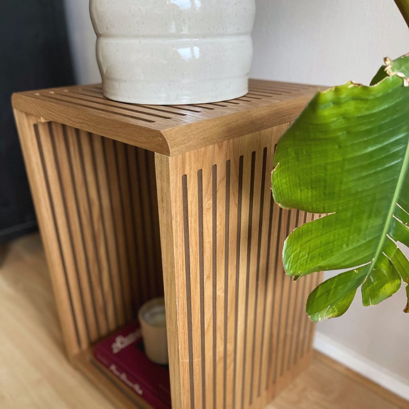 Bijzettafel Japandi hoog - bruin - 60x39x39 cm