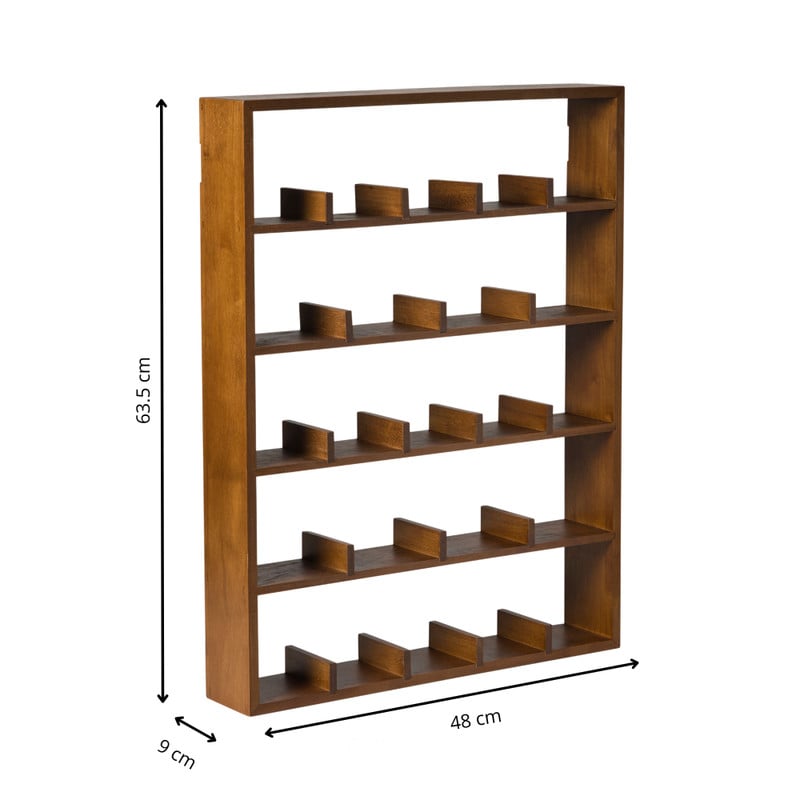 Wandkast voor 23 mokken - bruin - 63.5x48x9 cm