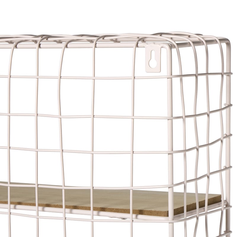 Wandrek wire met 3 planken - beige/bruin - 50x40x14 cm