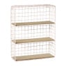 Wandrek wire met 3 planken - beige/bruin - 50x40x14 cm