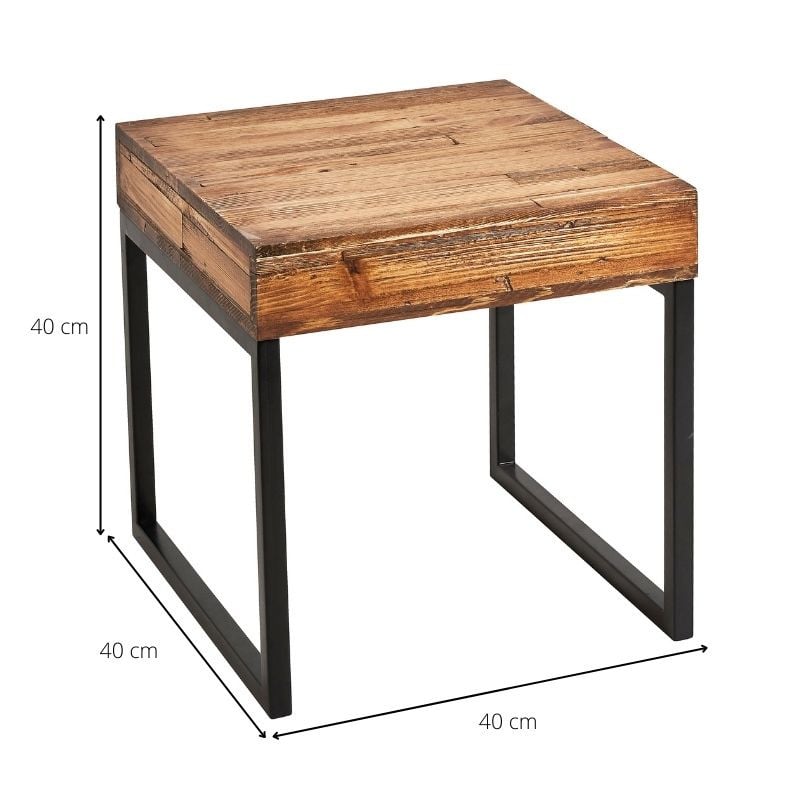 Bijzettafel hout/metaal - 40x40x40 cm
