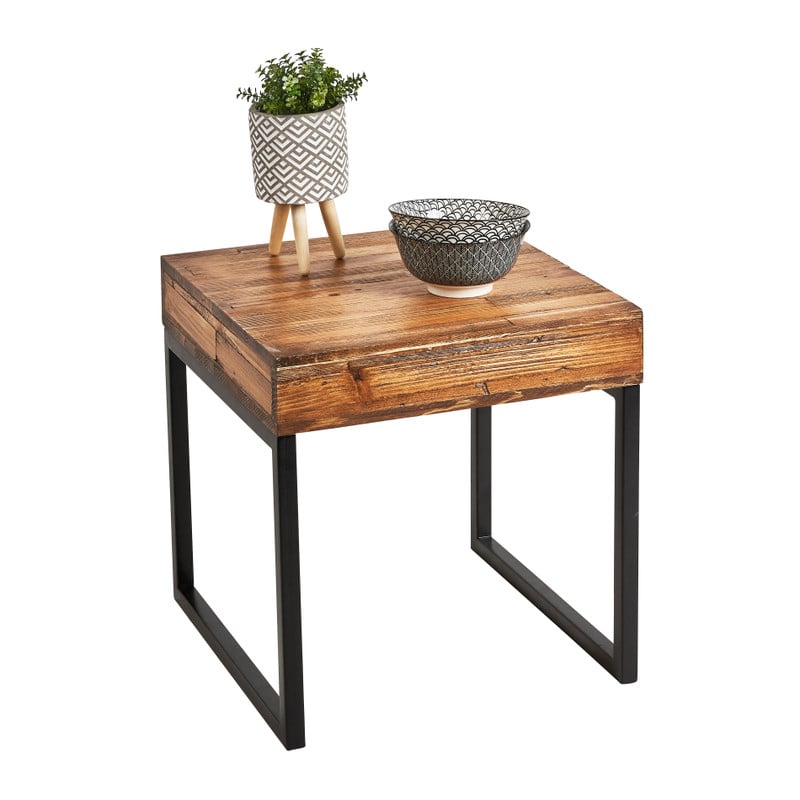 Bijzettafel hout/metaal - 40x40x40 cm