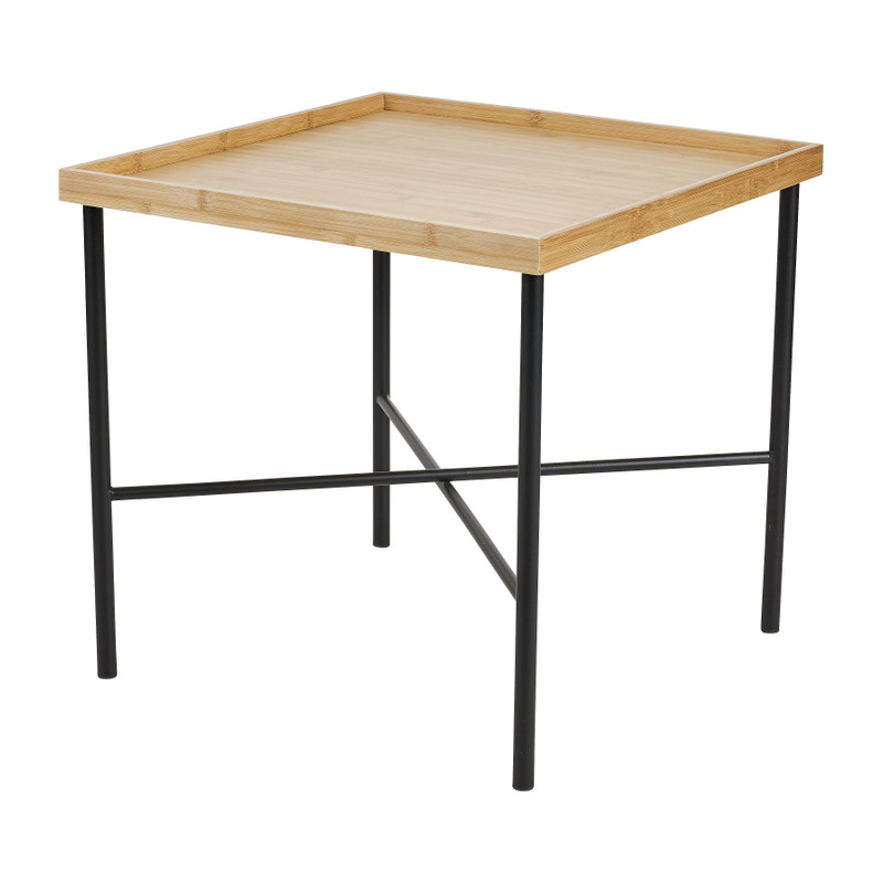Bijzettafel bamboe/metaal - 52x52x50 cm