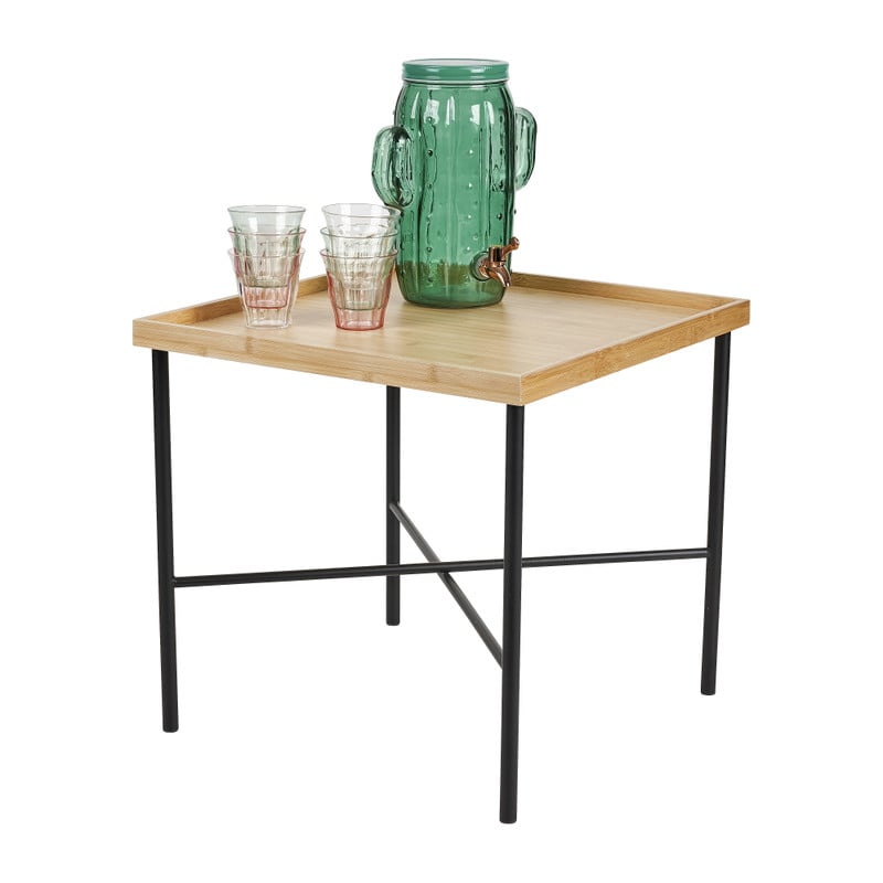 Bijzettafel bamboe/metaal - 52x52x50 cm