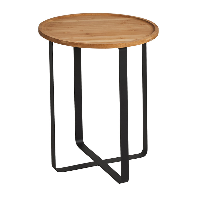 Bijzettafel rond bamboe/metaal - ø40x45 cm