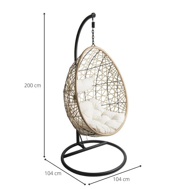 Hangstoel swing met standaard - naturel - ø104x200 cm