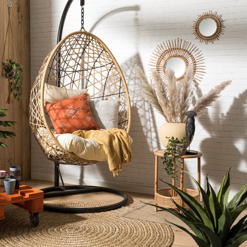 Hangstoel swing met standaard - naturel - ø104x200 cm