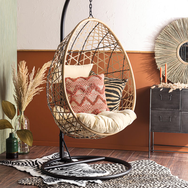 Hangstoel swing met standaard - naturel - ø104x200 cm