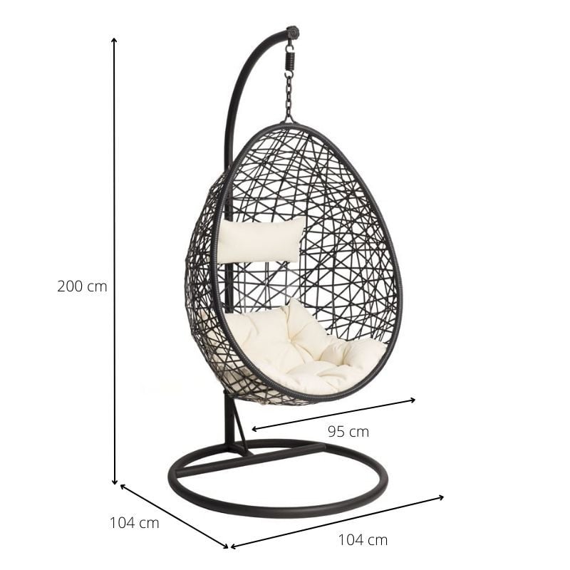 Hangstoel swing met standaard - zwart - ø104x200 cm