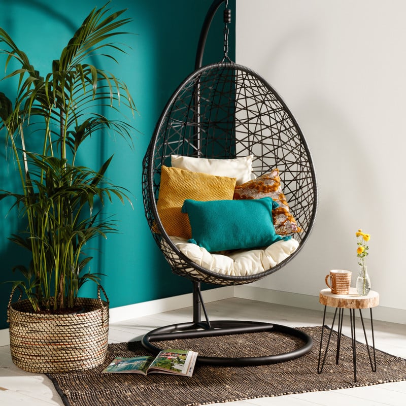 Hangstoel swing met standaard - zwart - ø104x200 cm