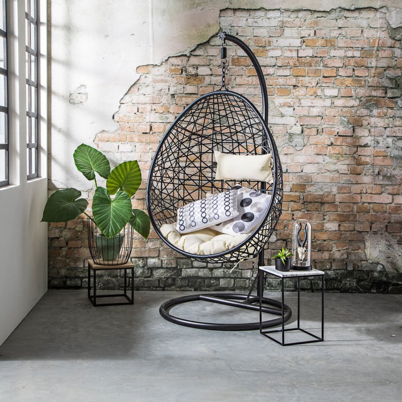 Hangstoel swing met standaard - zwart - ø104x200 cm