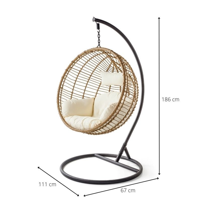Hangstoel cocoon XL met standaard - naturel - ø105x186 cm