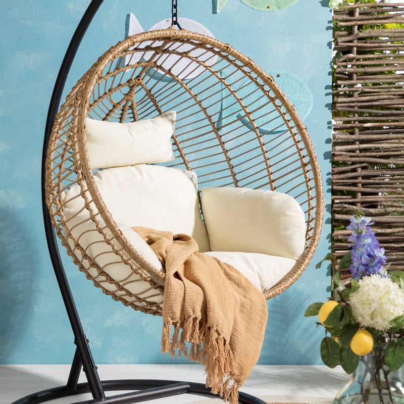 Hangstoel cocoon XL met standaard - naturel - ø105x186 cm