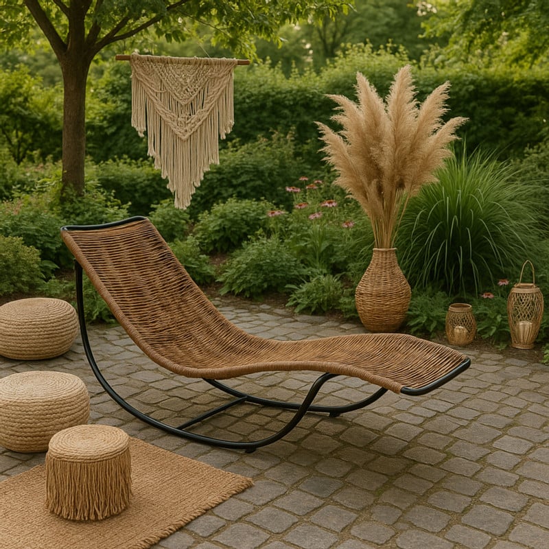 Schommel ligbed - bruin/zwart - 62x70.5x155 cm