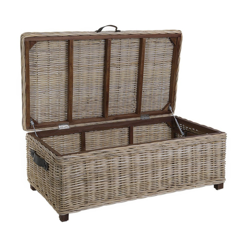 Rieten kist Kobo - 120x65x45 cm - grijs