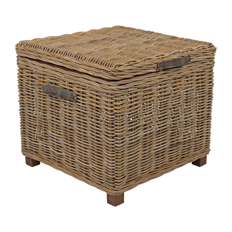 Rieten kist Kobo - 60x60x57 cm - grijs