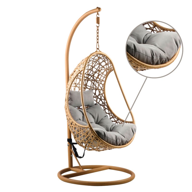 Hangstoel Ibiza met standaard - bruin/grijs - ø95x196 cm
