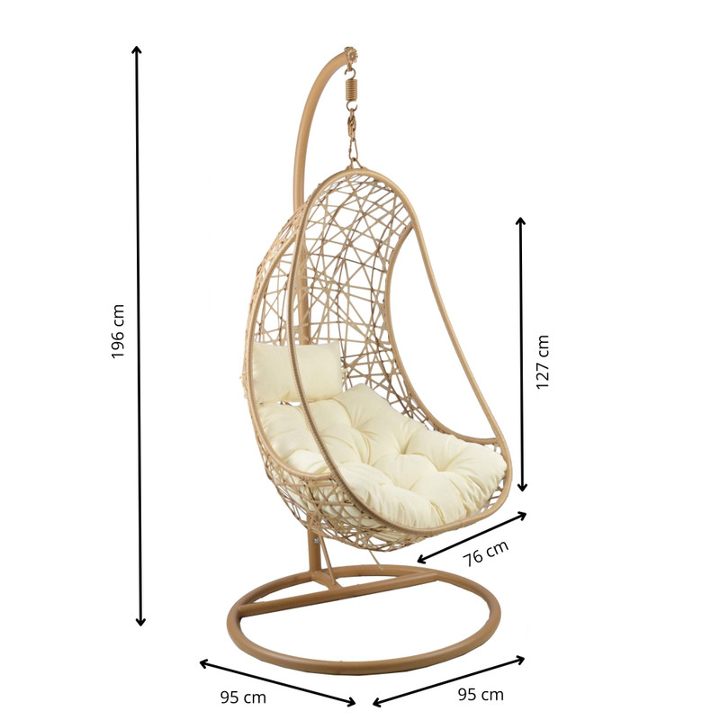 Hangstoel Ibiza met standaard - bruin/beige - ø95x196 cm