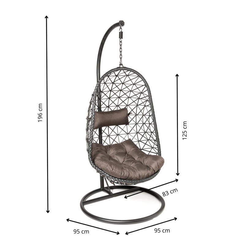 Hangstoel Mallorca met standaard - zwart - 125x83x67 cm