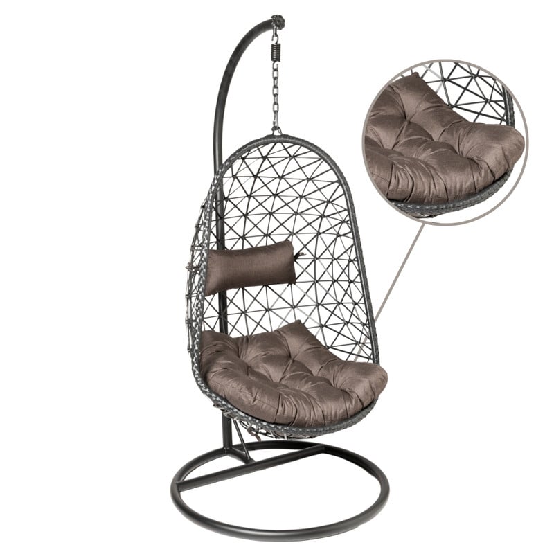 Hangstoel Mallorca met standaard - zwart - 125x83x67 cm