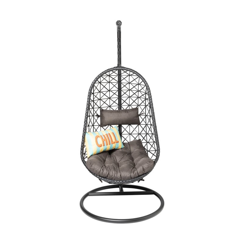 Hangstoel Mallorca met standaard - zwart - 125x83x67 cm