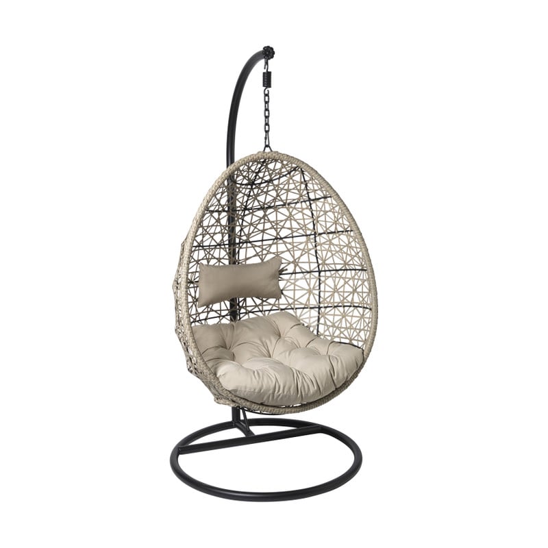 Hangstoel Hawaii met beige kussens - bruin - 196 cm