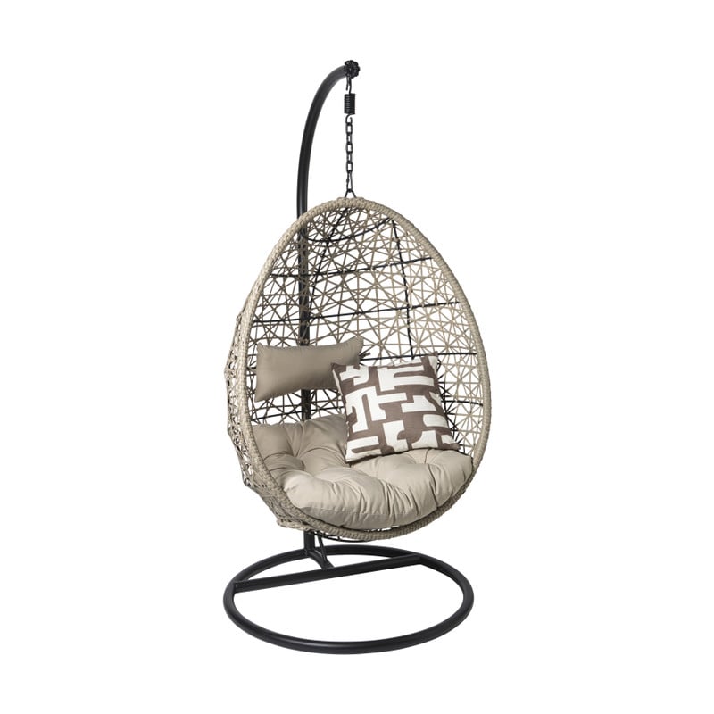 Hangstoel Hawaii met beige kussens - bruin - 196 cm