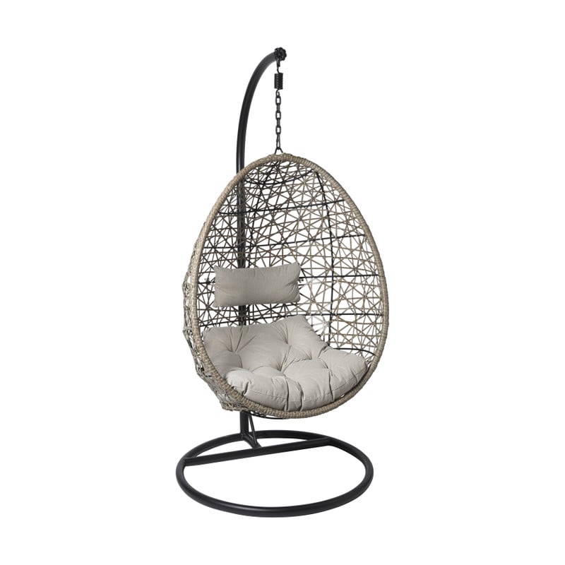 Hangstoel Hawaii met grjize kussens - bruin - 196 cm