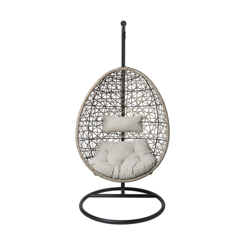 Hangstoel Hawaii met grjize kussens - bruin - 196 cm