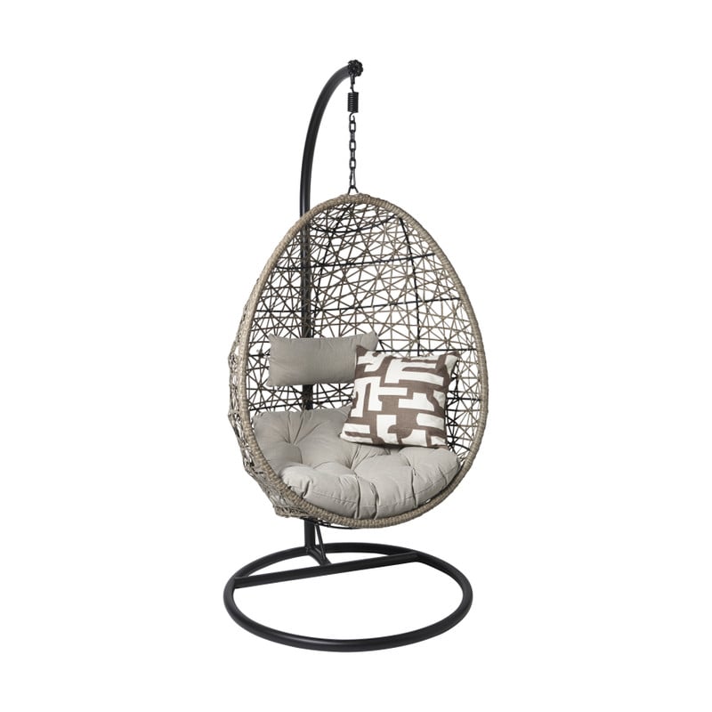 Hangstoel Hawaii met grjize kussens - bruin - 196 cm