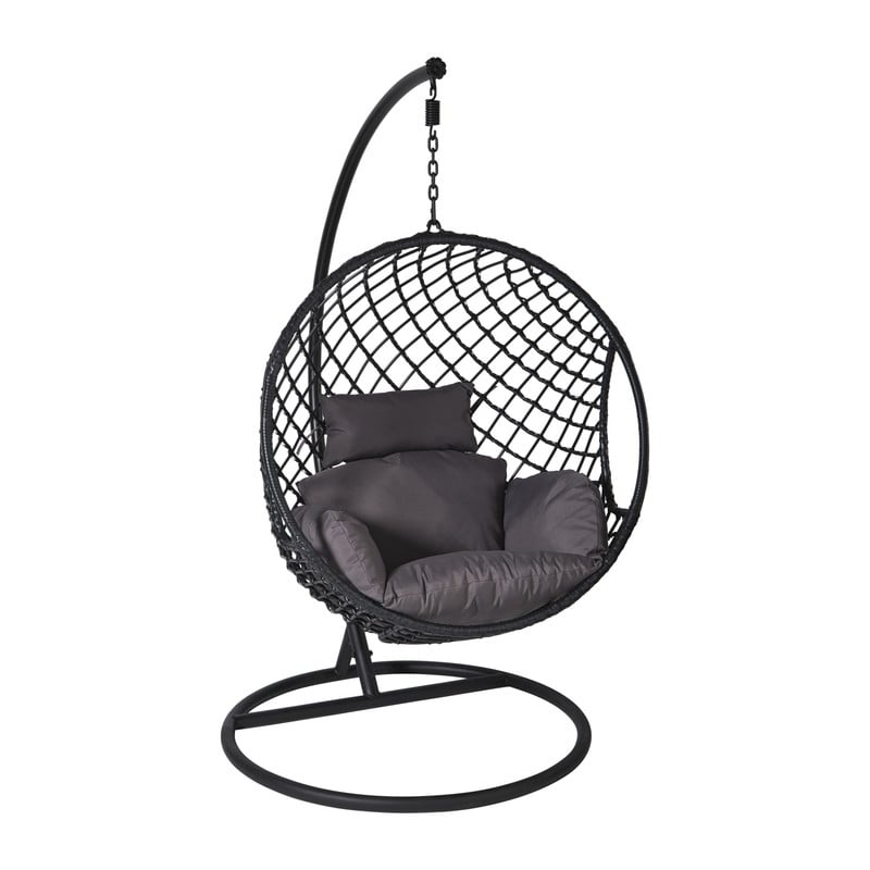 Hangstoel Havana met zwarte kussens - zwart - 186 cm