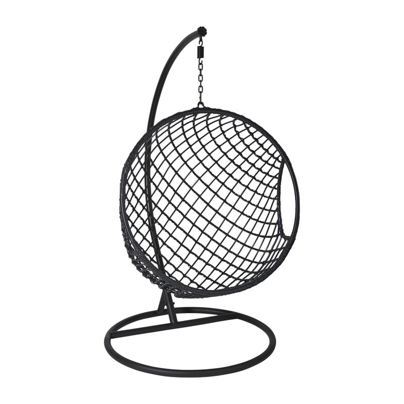 Hangstoel Havana met zwarte kussens - zwart - 186 cm