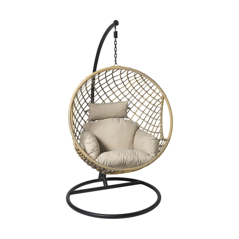 Hangstoel Havana met beige kussens - bruin - 186 cm