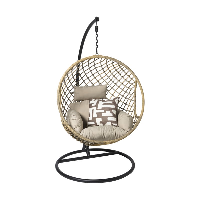 Hangstoel Havana met beige kussens - bruin - 186 cm