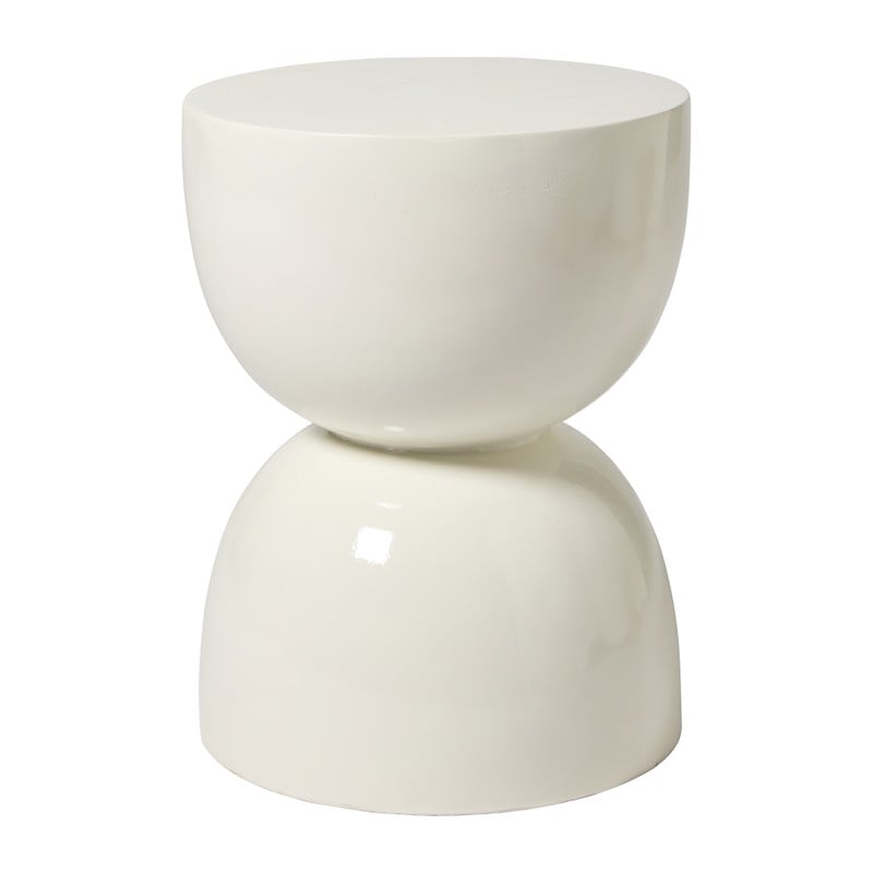 Bijzettafel trommel glos - wit - ø34x45 cm