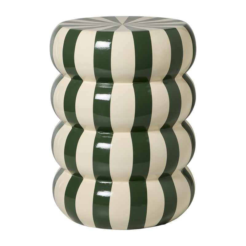 Bijzettafel bubbles stripes - beige/groen - ø35x45 cm