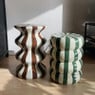 Bijzettafel bubbles stripes - beige/groen - ø35x45 cm