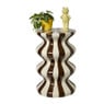 Bijzettafel waves stripes - beige/bruin - ø35x55 cm