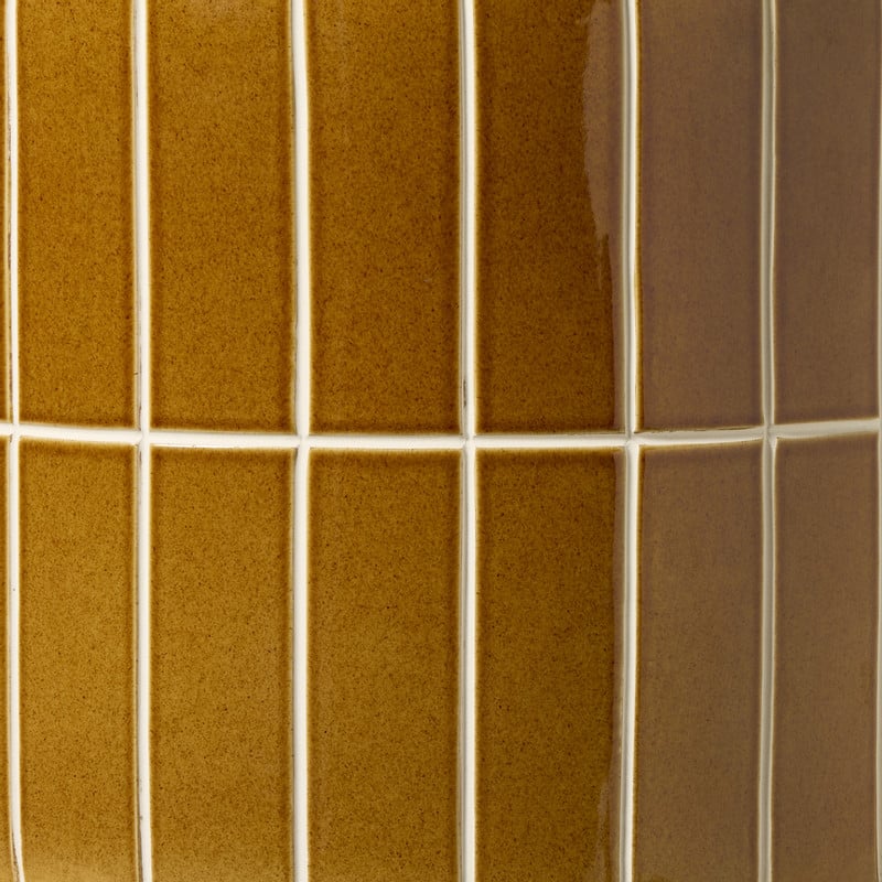 Bijzettafel keramiek streep - caramel - ø42x34 cm