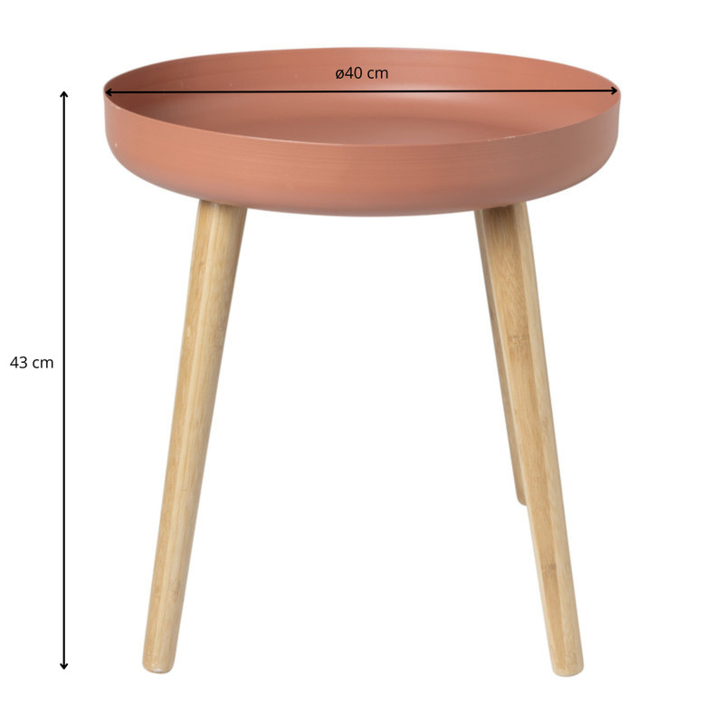 Bijzettafel Nordic - peach/naturel - ø40x43 cm