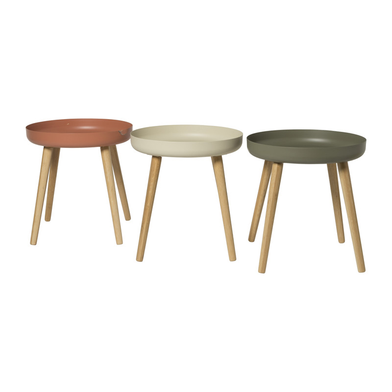 Bijzettafel Nordic - groen/naturel - ø40x43 cm