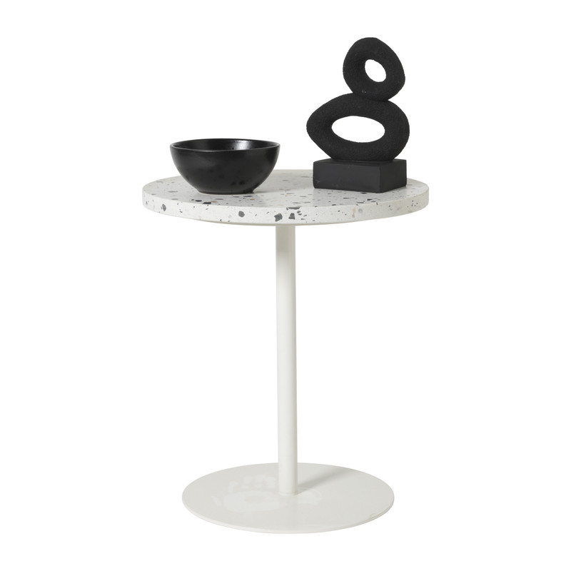 Bijzettafel Terrazzo - wit - ø40x45 cm