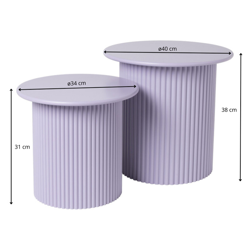 Bijzettafels Oslo - lila - set van 2 
