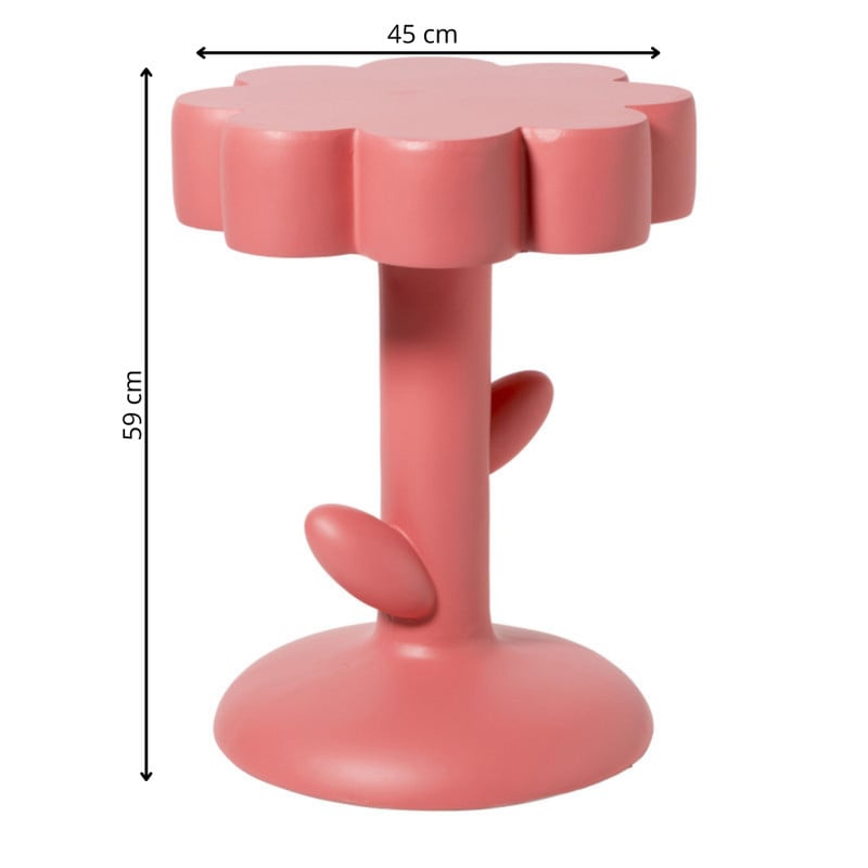 Bijzettafel pop-art flower - roze - ø45x59 cm
