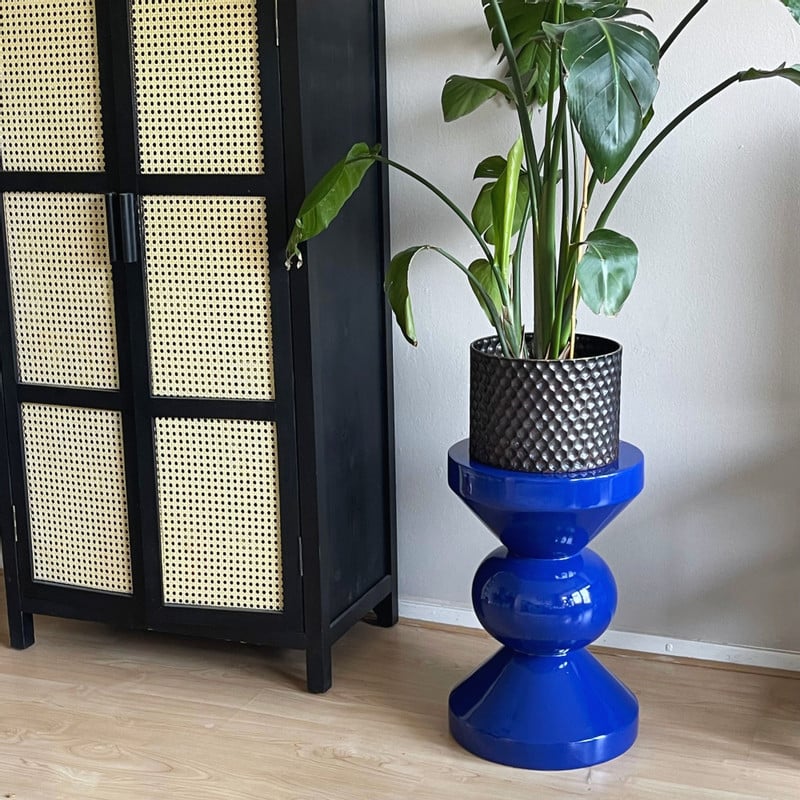 Bijzettafel diabolo - blauw - ø33x50 cm