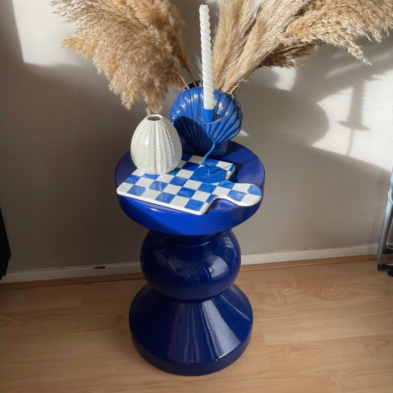 Bijzettafel diabolo - blauw - ø33x50 cm