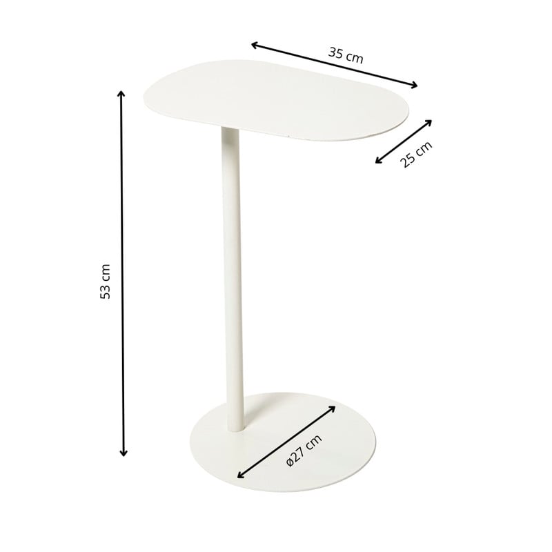 Bijzettafel Mica ovaal - wit - 53x35x25 cm