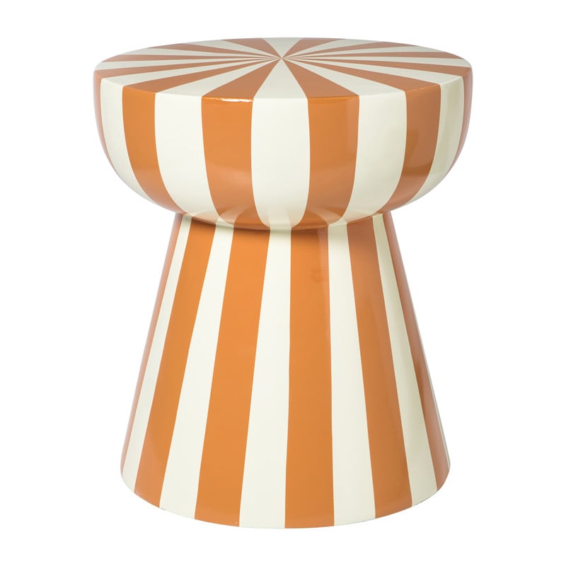 Bijzettafel stripes - beige/oranje - ø40x45 cm