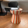 Bijzettafel stripes - beige/oranje - ø40x45 cm